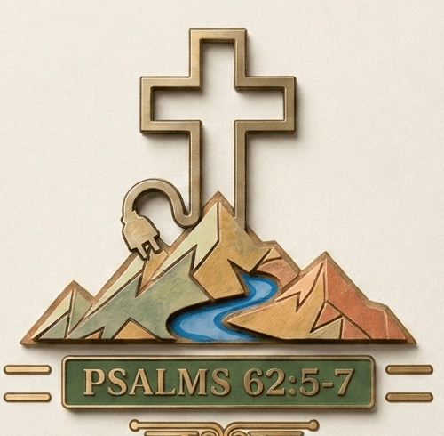 Solid Rock Electric, LLC mountain and cross emblem